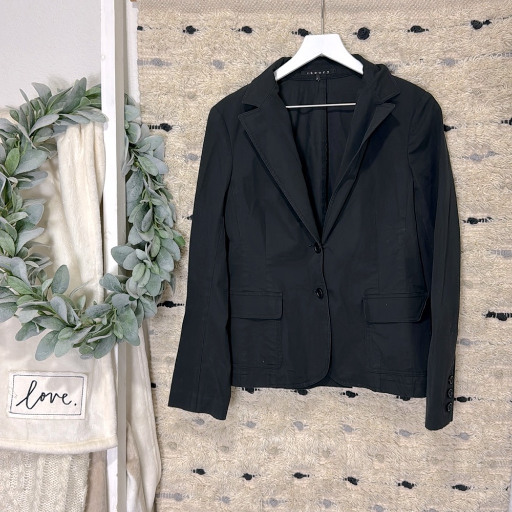 Theory Black button front blazer size L